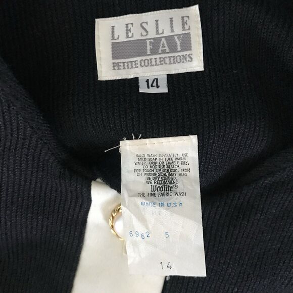 Vintage Black Knit Satin Classic Long Sleeve Button Front Cardigan Sweater - M/L - Picture 9 of 9